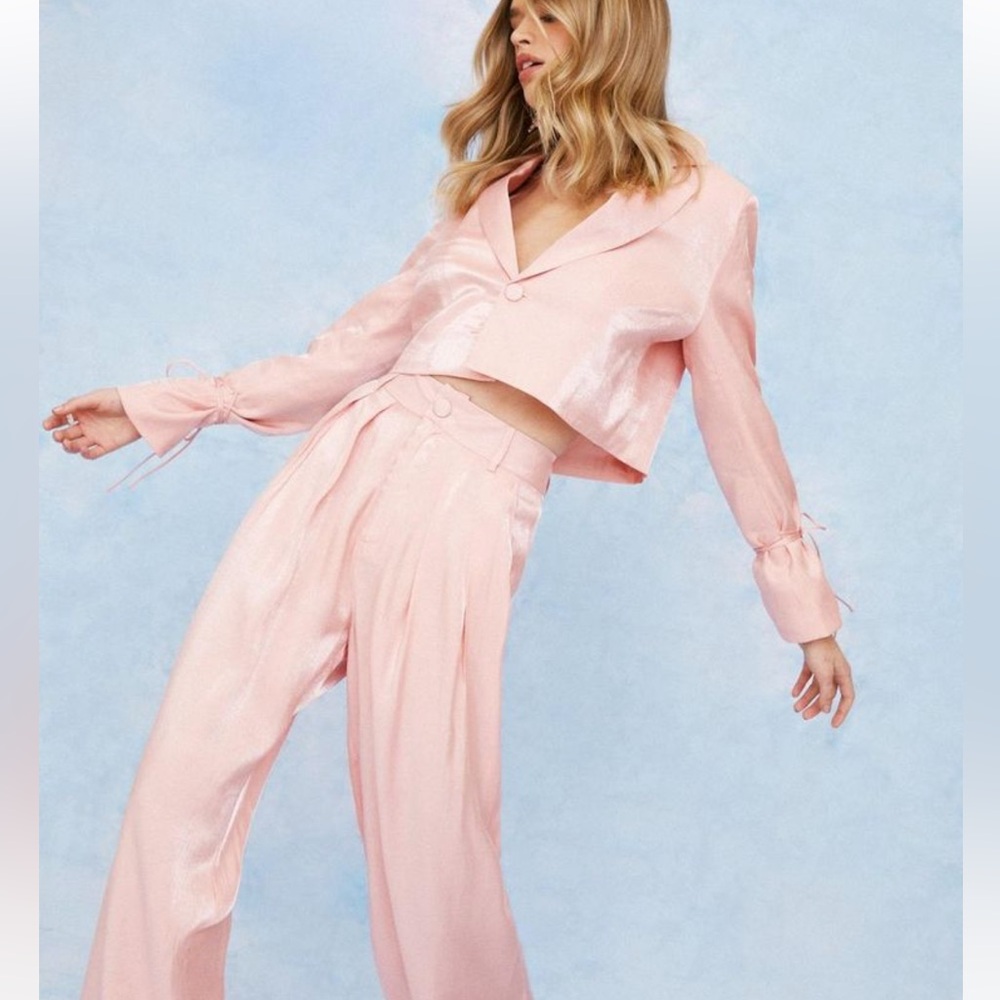 Pink nasty gal blazer satin shimmer